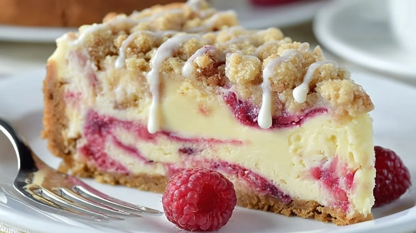 Raspberry Coffee Cake 2 Slice of Raspberry Coffee Cake served on a plate