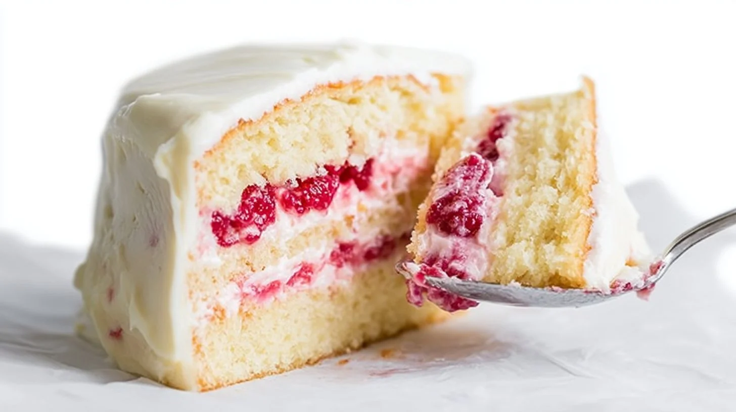 Delicious Raspberry Lemon Cake with fresh raspberries and lemon frosting