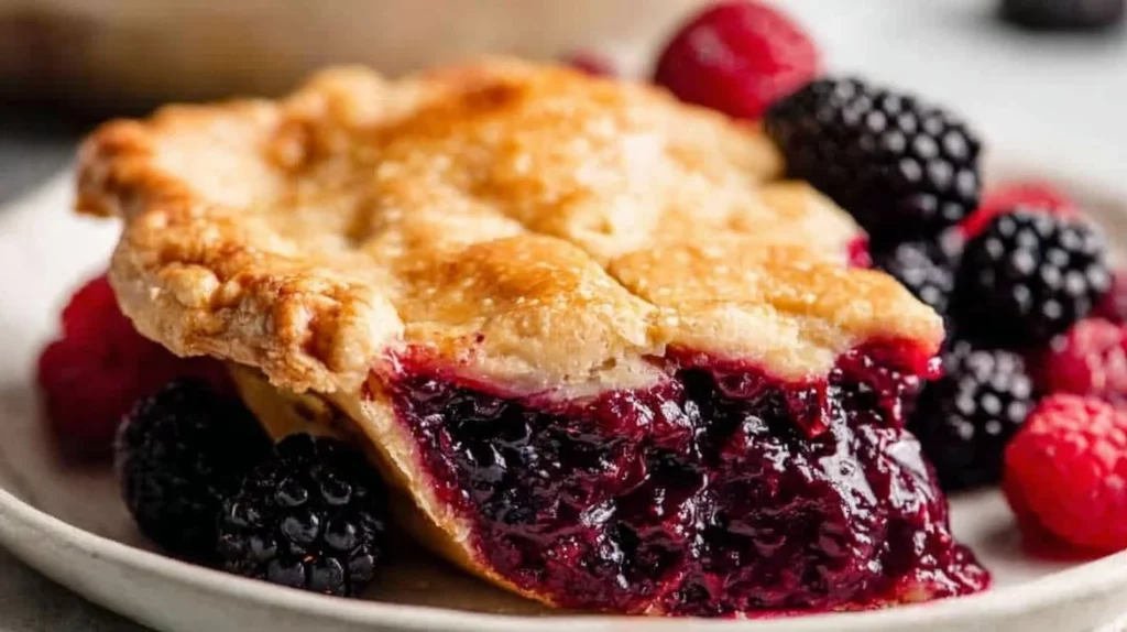 Deliciously baked Razzleberry Pie with raspberries and blackberries