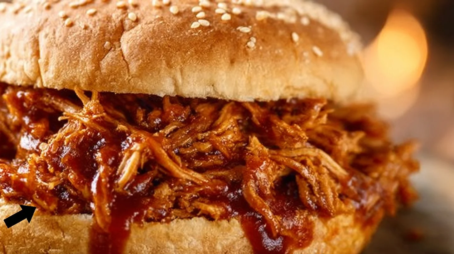 Delicious slow cooker BBQ pulled chicken served with sides.