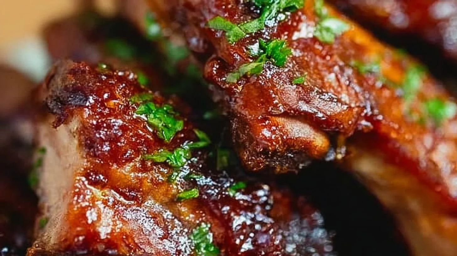 Delicious slow cooker dry rub ribs ready to enjoy, seasoned with aromatic spices.