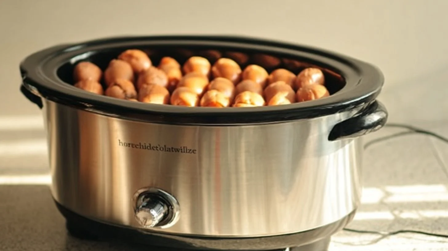 Delicious slow cooker hot dogs served with toppings.