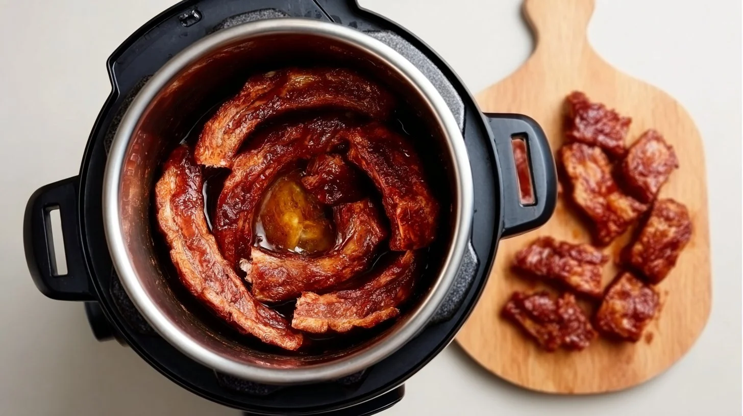 Delicious smoky baby back ribs served with BBQ sauce and sides