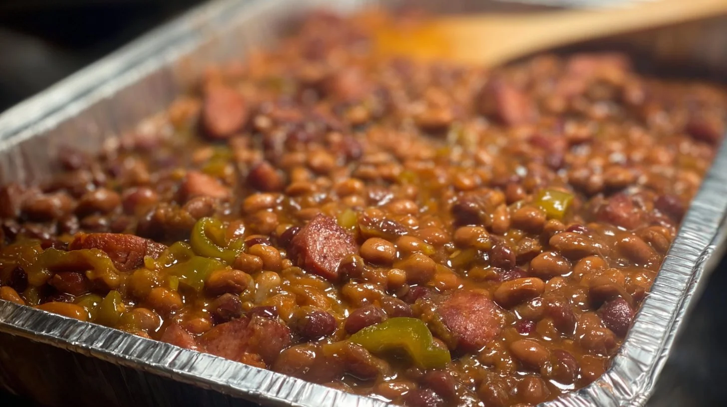 The Best Cowboy Baked Beans 1 Delicious cowboy baked beans served in a rustic bowl