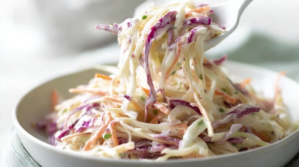 Delicious Southern coleslaw in a bowl, perfect for barbecues and gatherings.