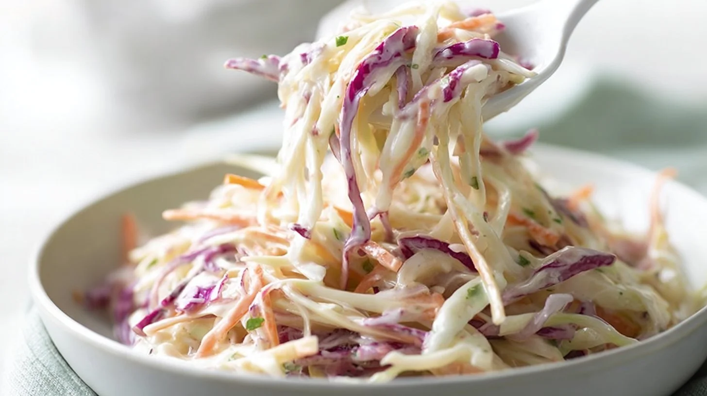 Delicious Southern coleslaw in a bowl, perfect for barbecues and gatherings.