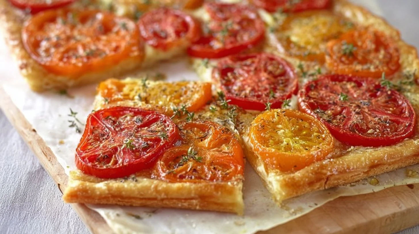 Delicious homemade Tomato Tart with fresh ingredients and vibrant colors