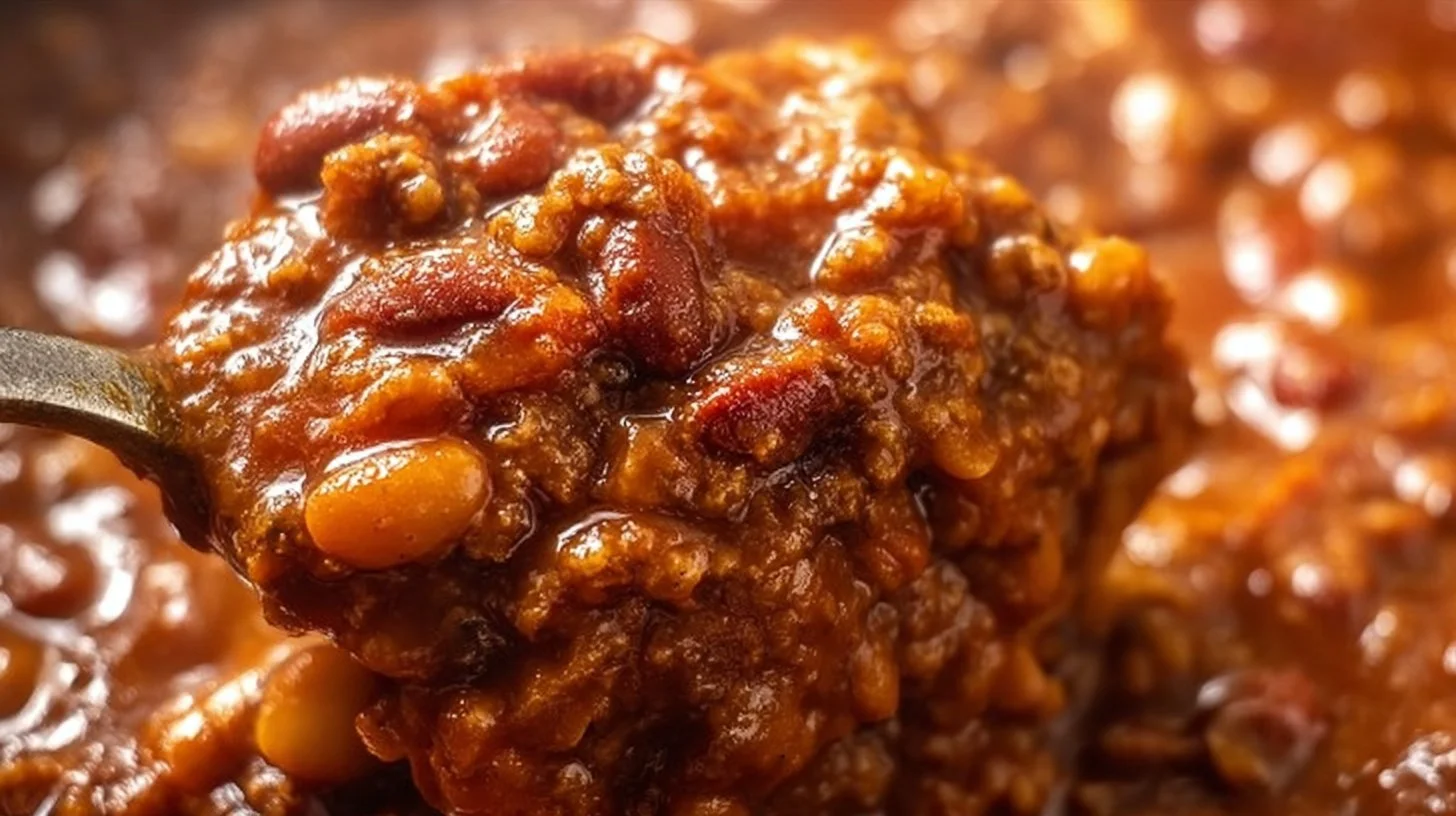 Baked Bean Casserole by Trisha Yearwood served in a dish.