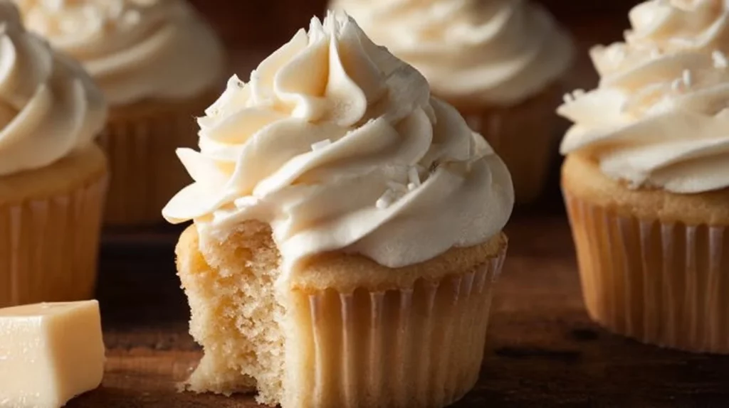 Delicious white chocolate ganache cupcakes with rich chocolate ganache