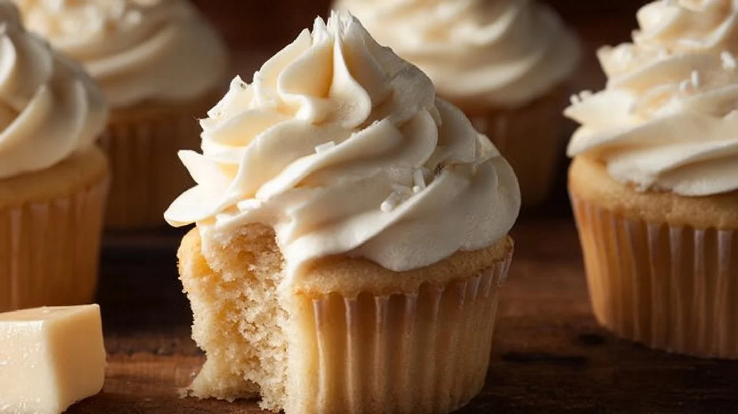 Delicious white chocolate ganache cupcakes with rich chocolate ganache