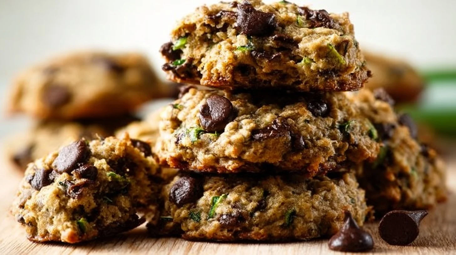 Zucchini oatmeal chocolate chip cookies fresh from the oven