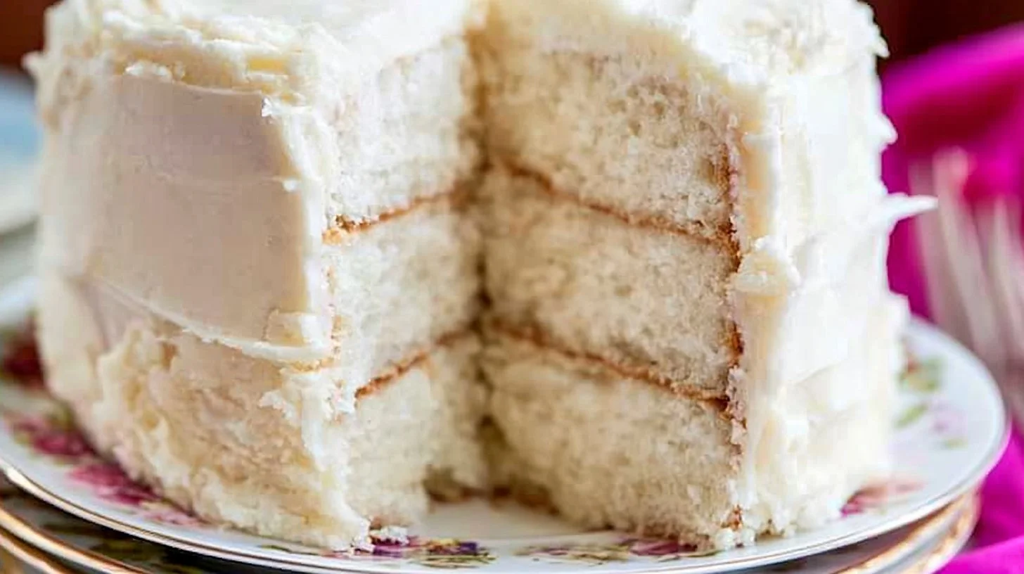 Delicious Almond Cream Cake with smooth cream frosting