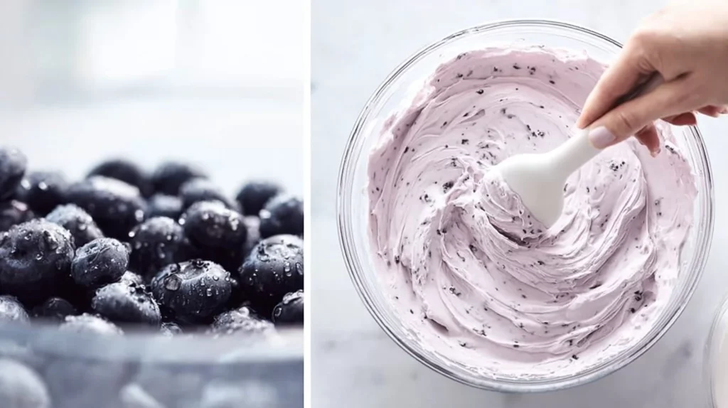 Delicious blueberry crepe filled with sweet blueberry filling