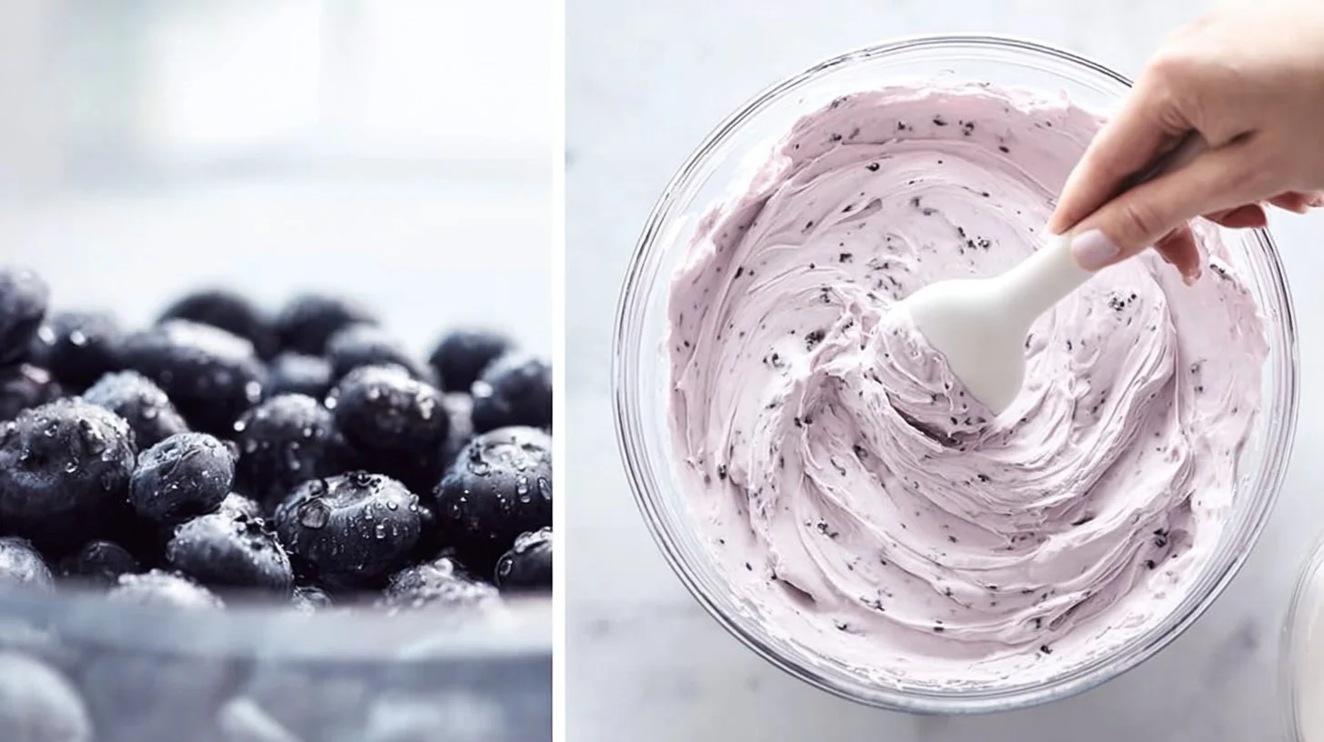 Delicious blueberry crepe filled with sweet blueberry filling