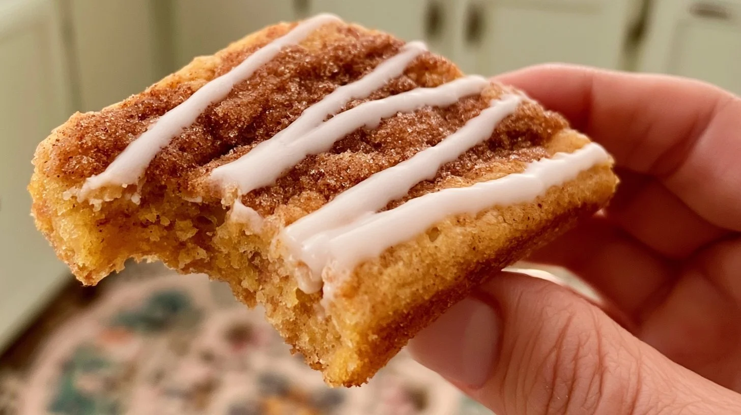 Decadent cinnamon roll blondies topped with cream cheese frosting