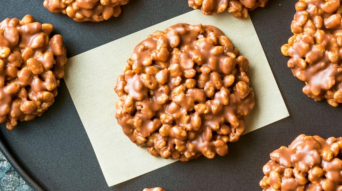 Delicious no bake star crunch cookies made with chocolate and crispy rice.