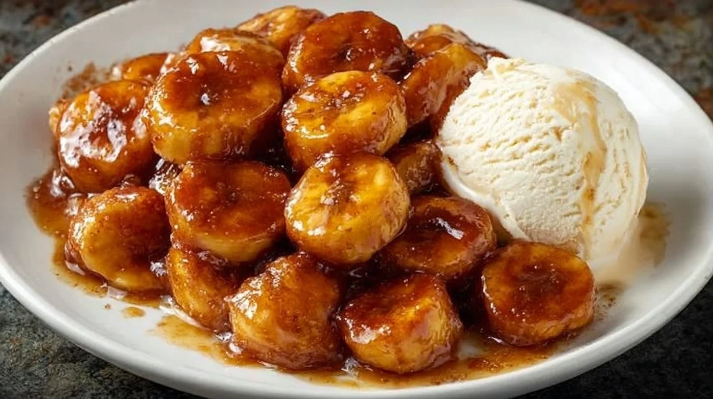 Fried Bananas with Sweet Cinnamon 2 Delicious fried bananas sprinkled with sweet cinnamon on a plate