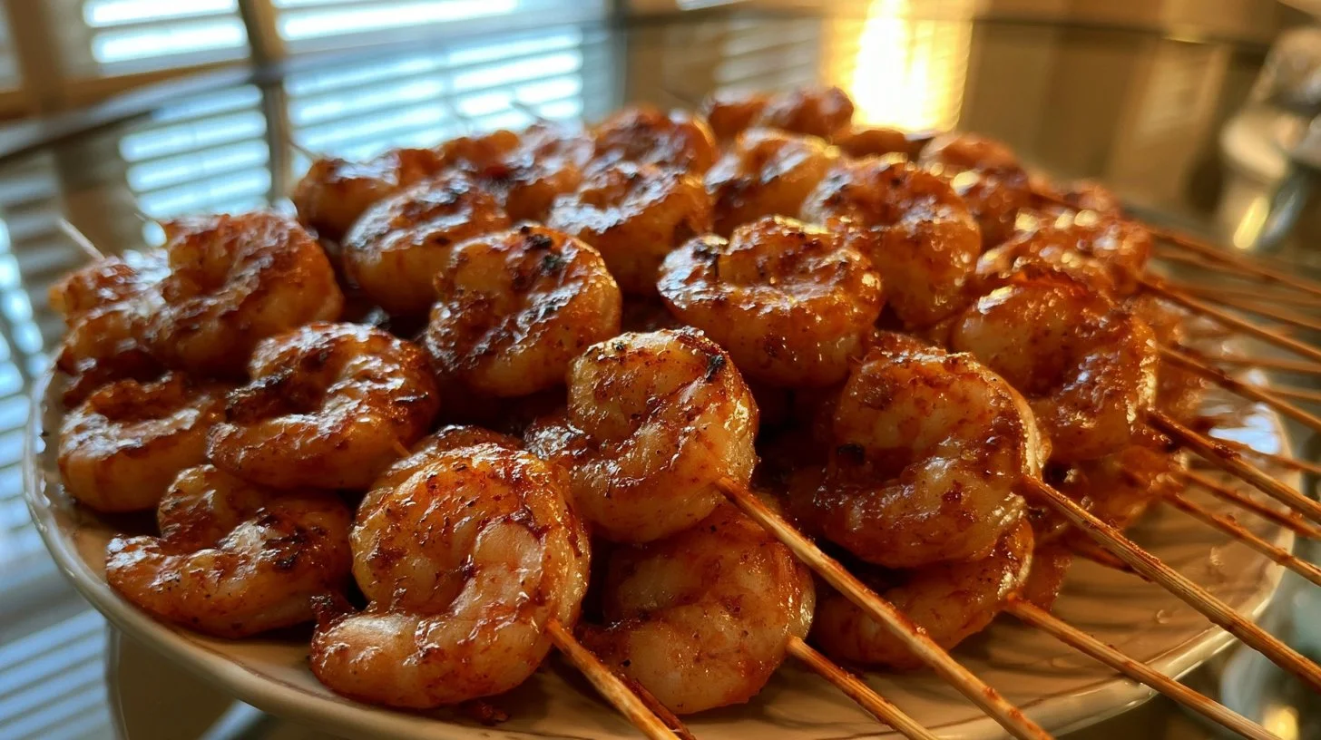 Delicious grilled garlic and herb shrimp on a plate