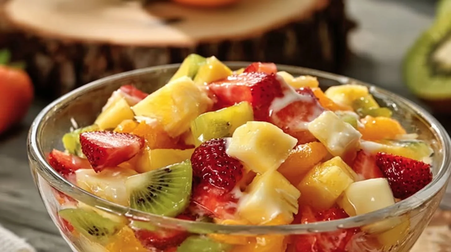 Hawaiian Cheesecake Salad 2 Hawaiian Cheesecake Salad with tropical fruits and creamy cheesecake dressing