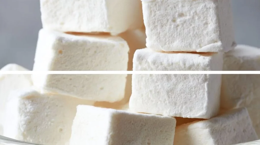 Delicious homemade honey marshmallows on a wooden table