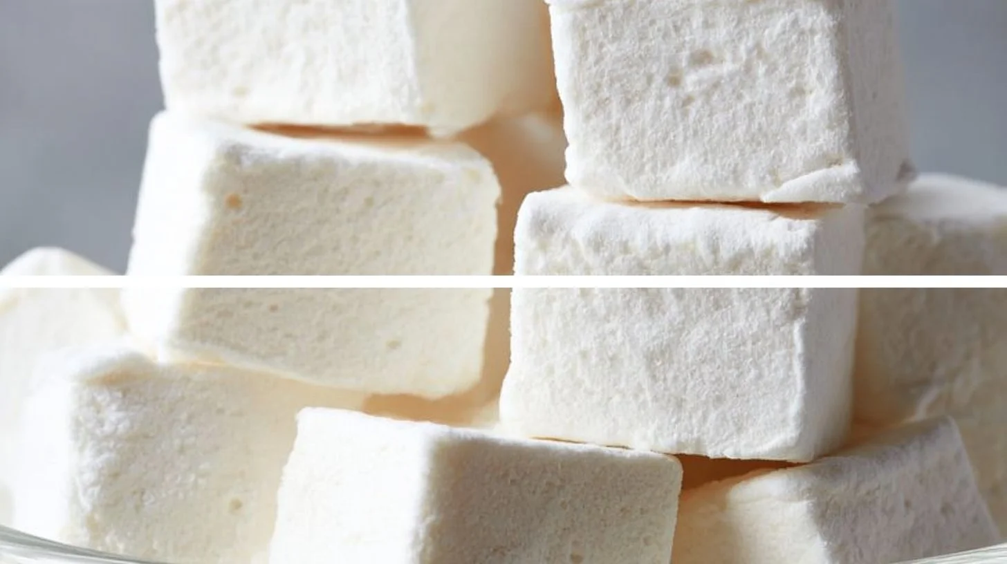 Delicious homemade honey marshmallows on a wooden table