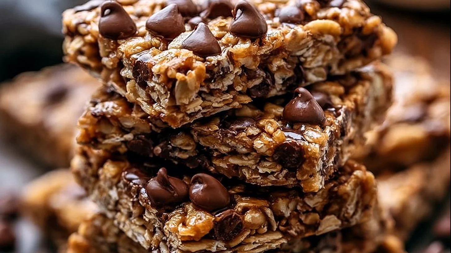 Homemade no-bake granola bars with nuts and dried fruits