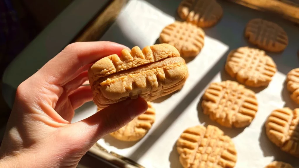 Homemade Nutter Butters cookies with creamy peanut butter filling