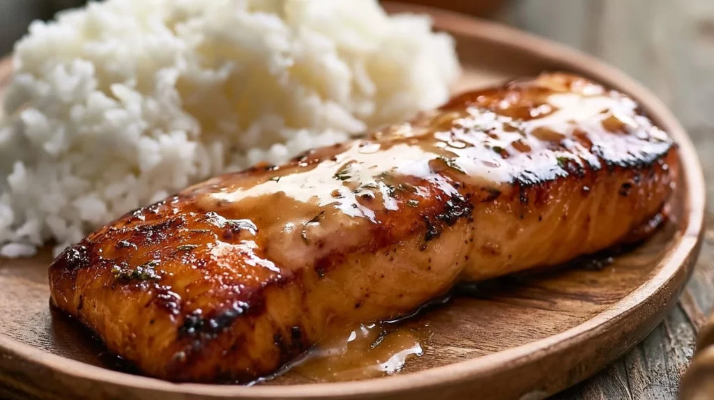 Delicious Bang Bang Salmon dish garnished and ready to serve