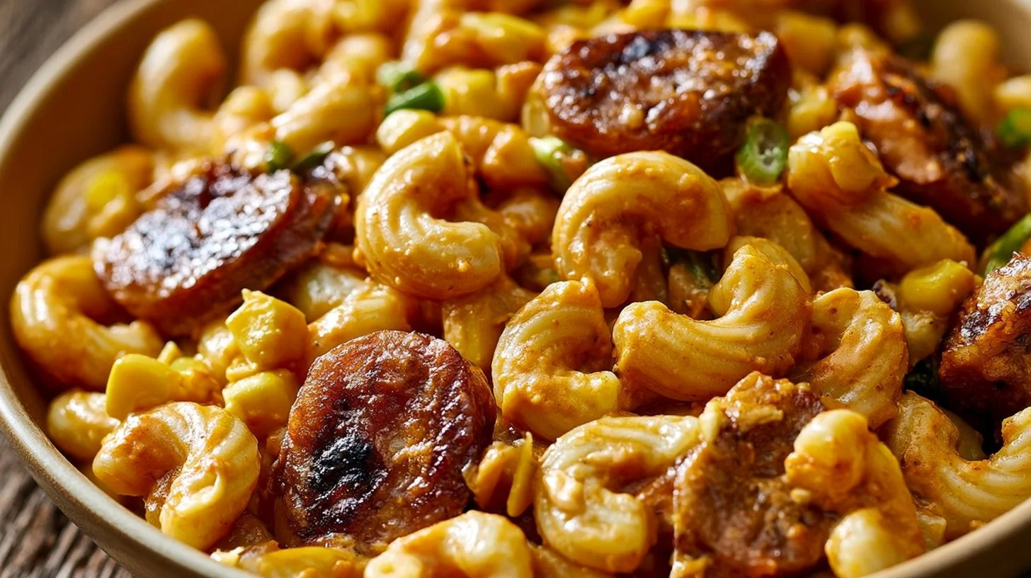 Delicious Blackened Shrimp Cavatappi dish with seasoned shrimp and pasta