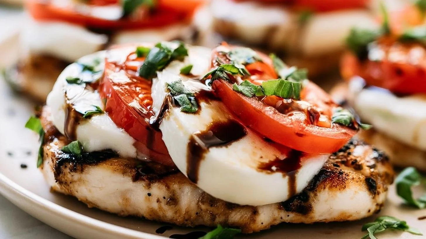Caprese Chicken 2 Delicious Caprese Chicken with mozzarella, tomatoes, and basil