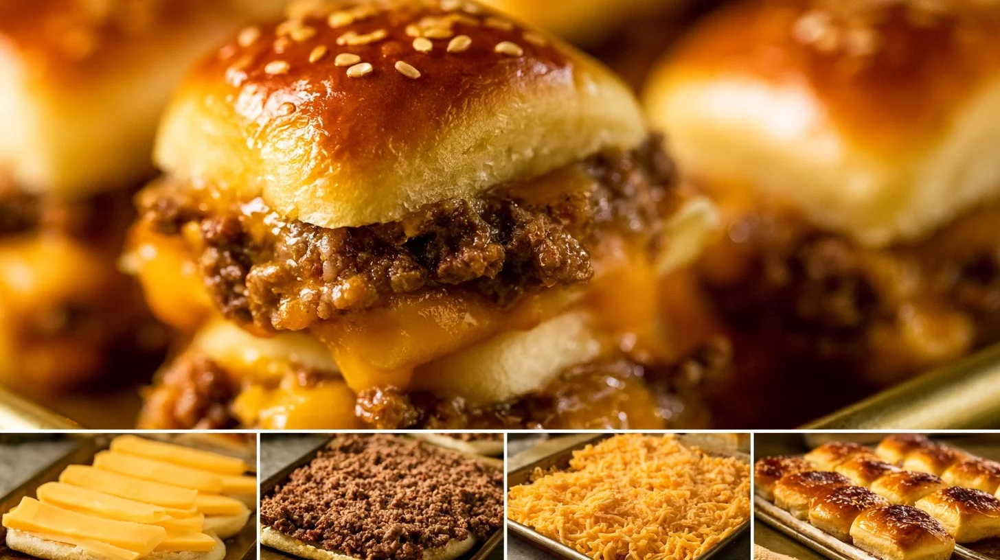 Cheeseburger Sliders 2 Delicious cheeseburger sliders served with toppings and sauces