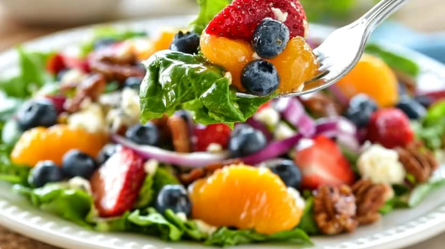 Copycat Panera Strawberry Pecan Salad 2 Copycat Panera strawberry pecan salad with fresh greens and pecans