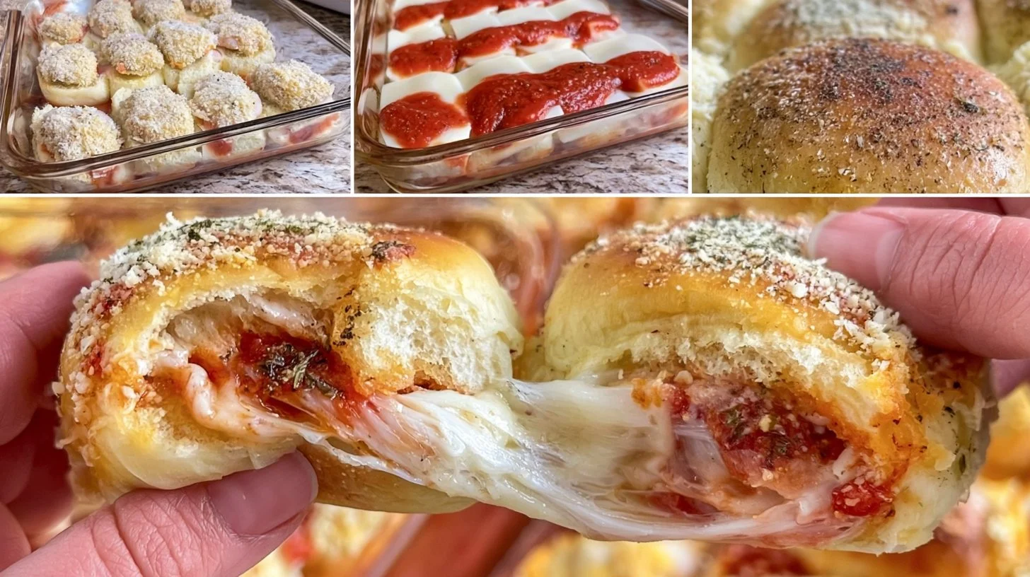 Easy Chicken Parmesan Sliders made with Hawaiian rolls, perfect for lunch or dinner.