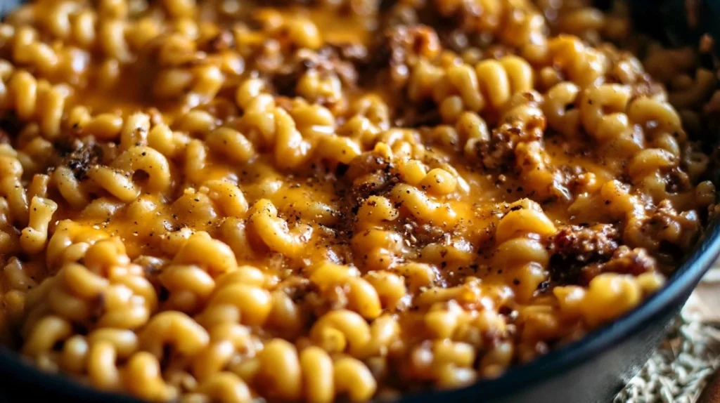 Easy homemade Hamburger Helper lasagna recipe with layered pasta and cheese.