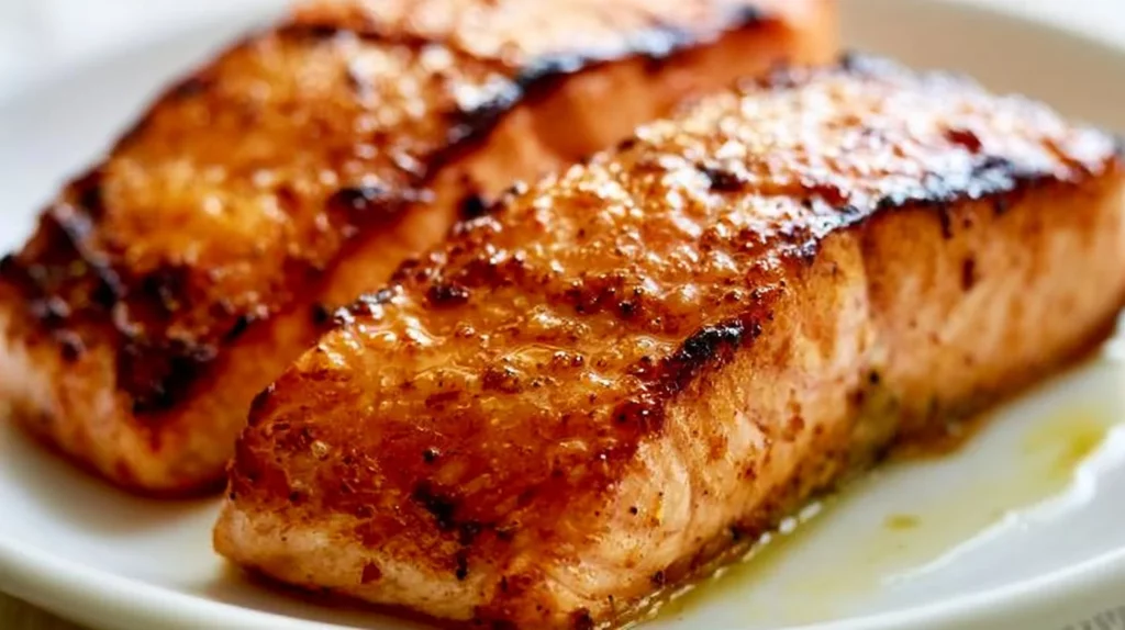 Ginger garlic air fryer salmon recipe with honey dijon sauce