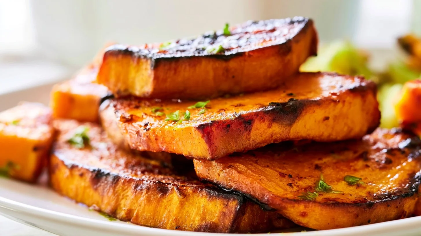 Grilled Sweet Potato with Honey-Lime Glaze 2 Grilled sweet potato with honey-lime glaze served on a plate