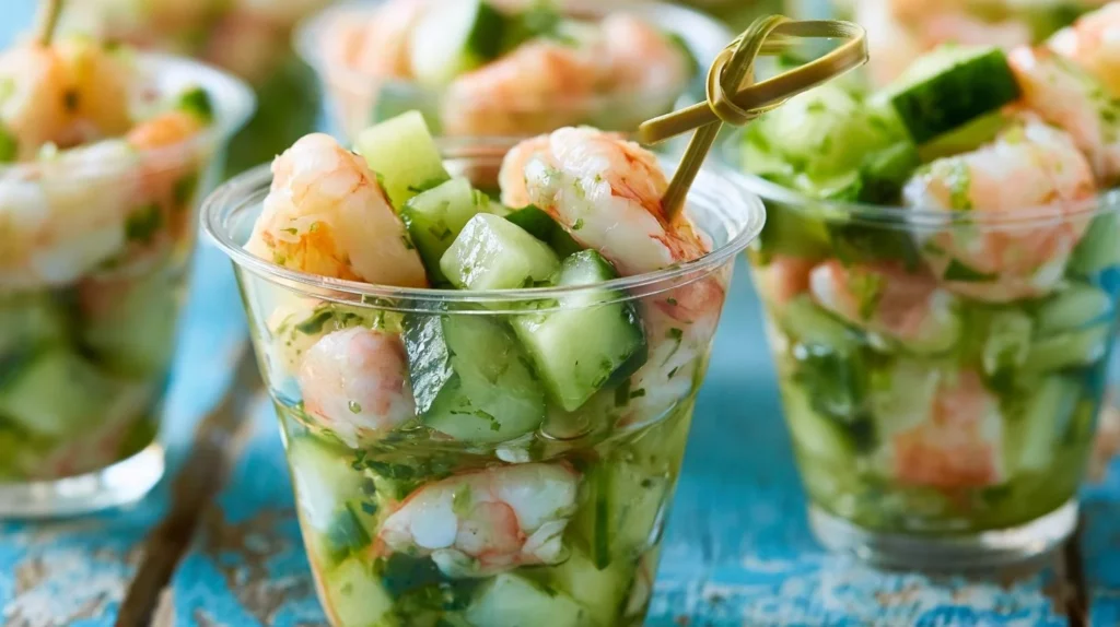 Healthy garlic lime roasted shrimp salad with fresh vegetables and lime dressing