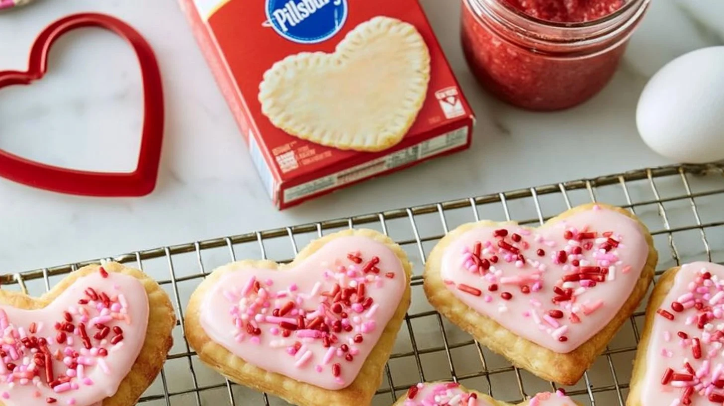 Homemade pop tarts with pie crust filled with fruit jam and topped with icing