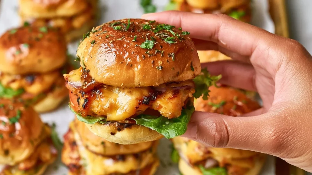 Honey Mustard Chicken BLT Sliders served on a platter