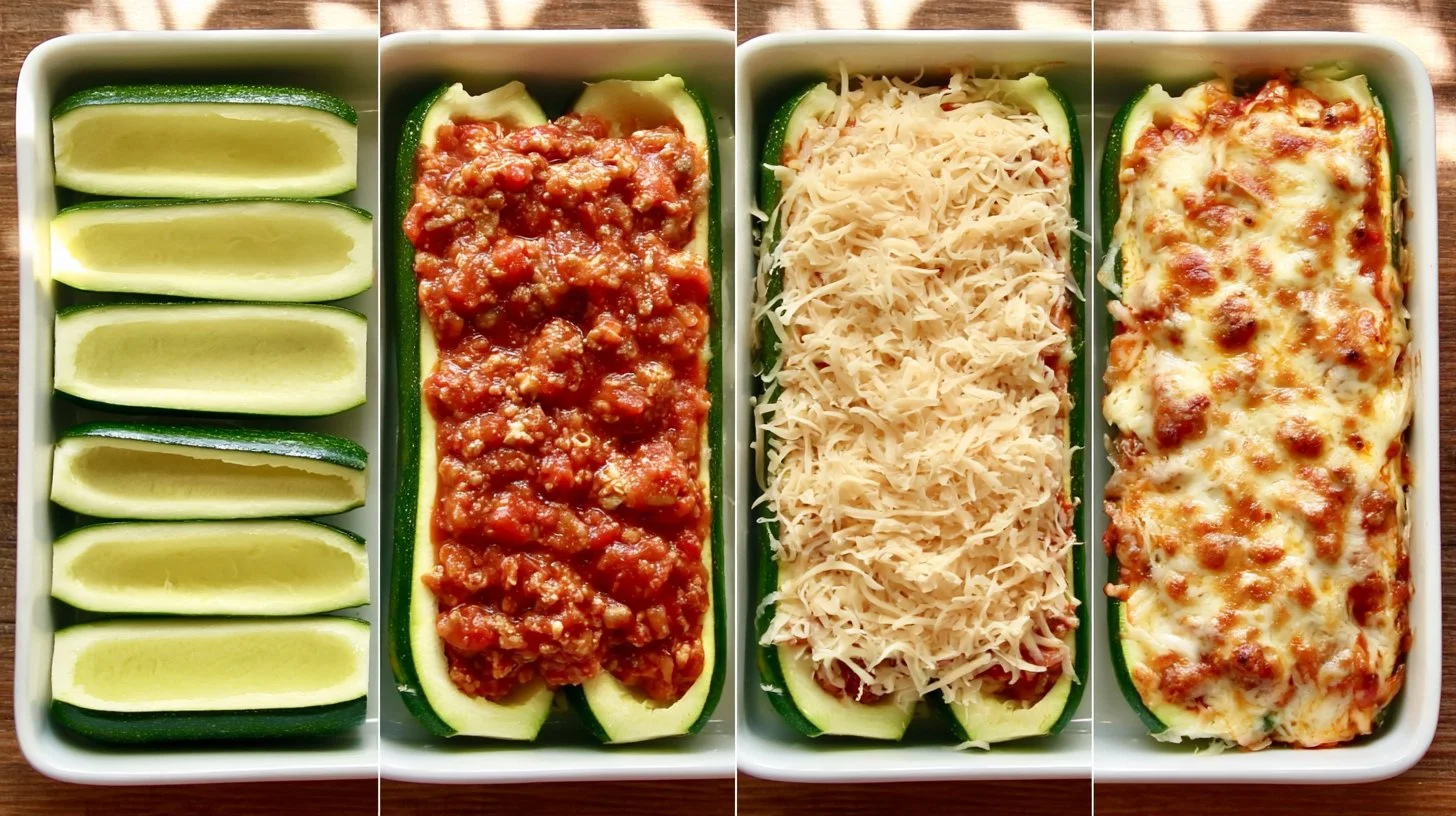 Keto Chicken Parmesan Zucchini Boats (Easy & Healthy!) 1 Keto Chicken Parmesan Zucchini Boats with cheese and herbs