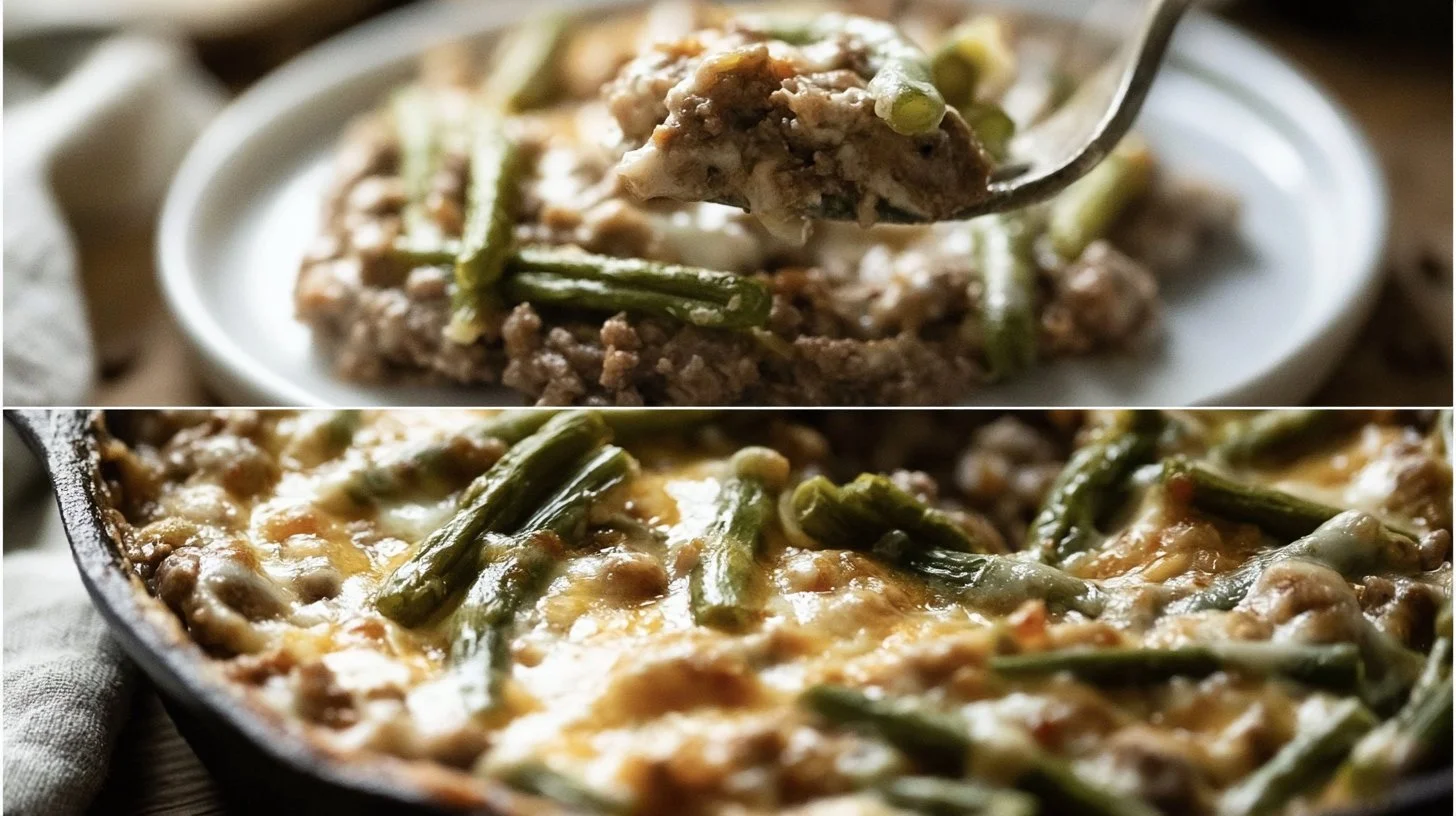 Keto Ground Beef Casserole 1 Delicious Keto Ground Beef Casserole topped with cheese and herbs