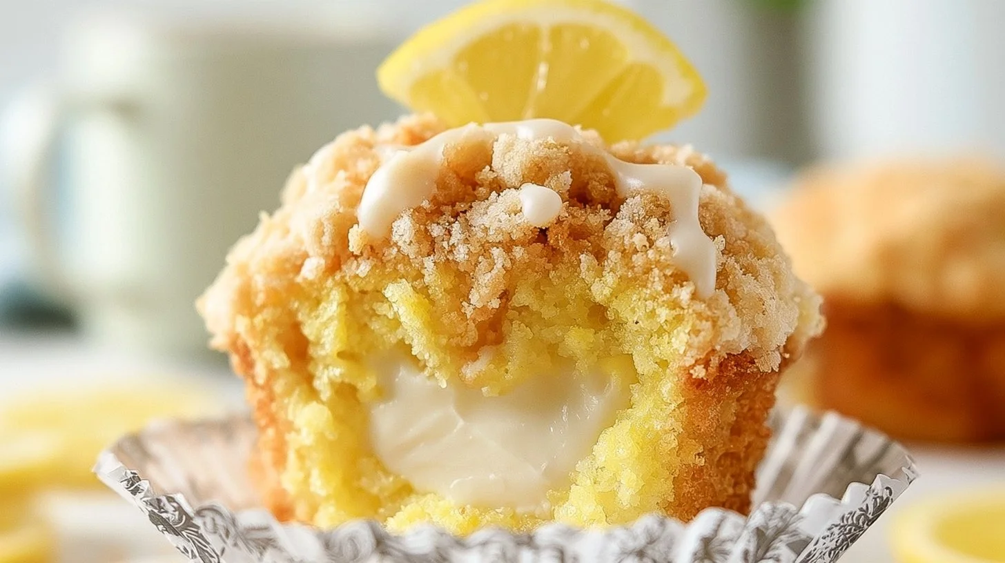 Delicious Lemon Cream Cheese Muffins fresh out of the oven