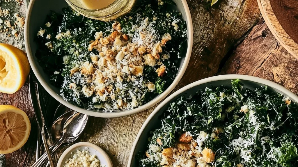 Delicious Lemon Parm Kale Salad with fresh ingredients and zesty dressing