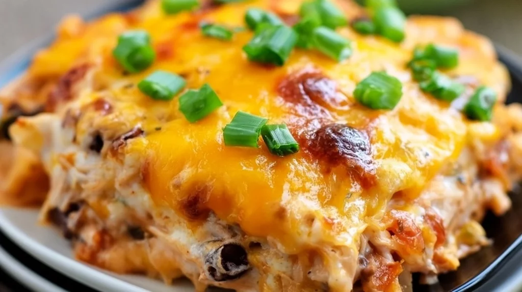 Delicious Mexican Chicken Casserole served in a colorful dish