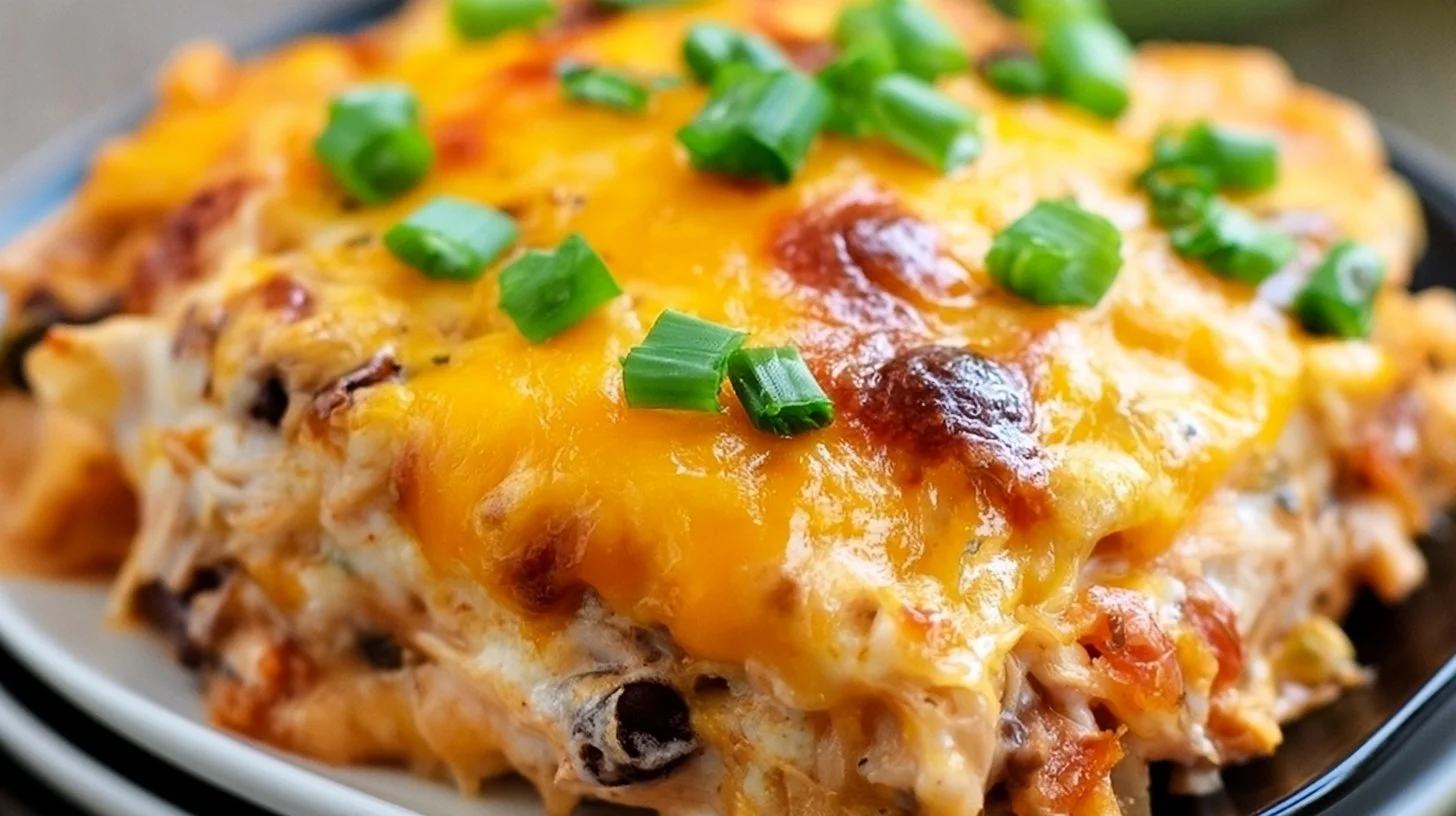 Delicious Mexican Chicken Casserole served in a colorful dish