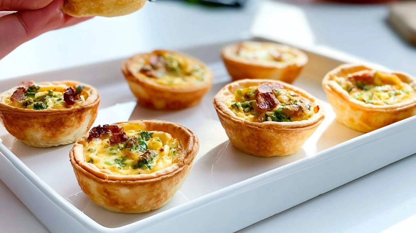 Mini Quiche Recipe 2 Delicious mini quiche baked in muffin tins, perfect for brunch or snacks