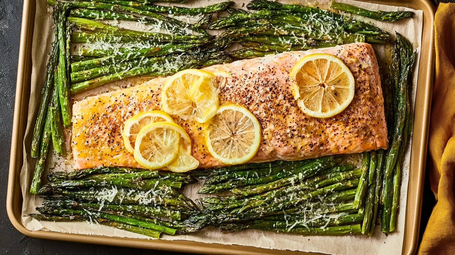 One Pan Roasted Lemon Pepper Salmon cooked with aromatic spices and lemon
