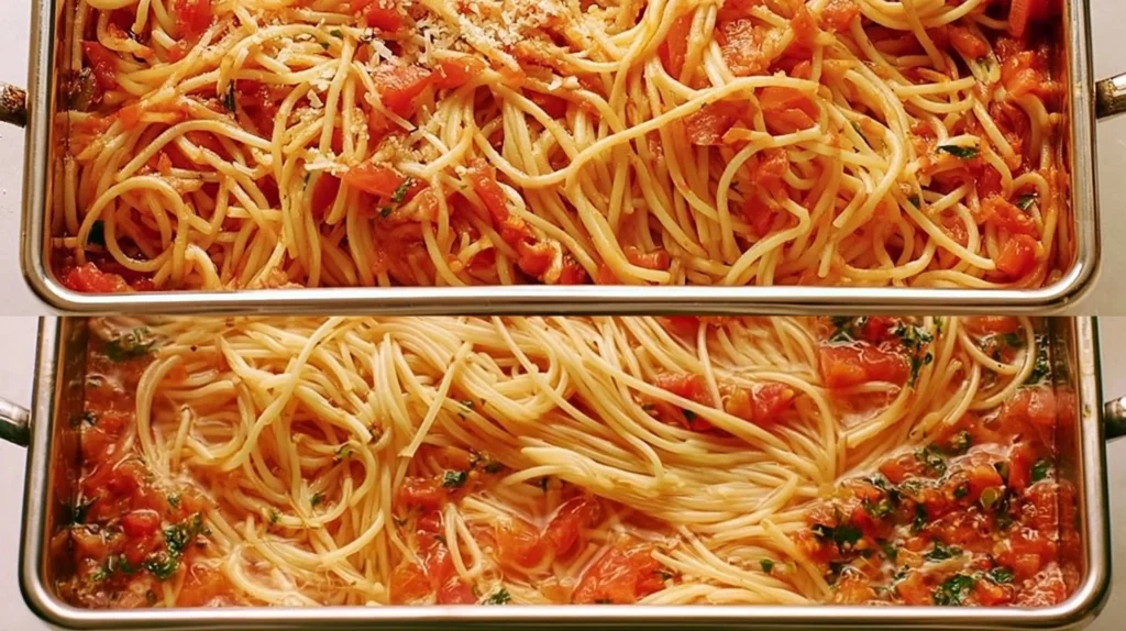 Delicious one pot pasta dish cooked in 20 minutes.