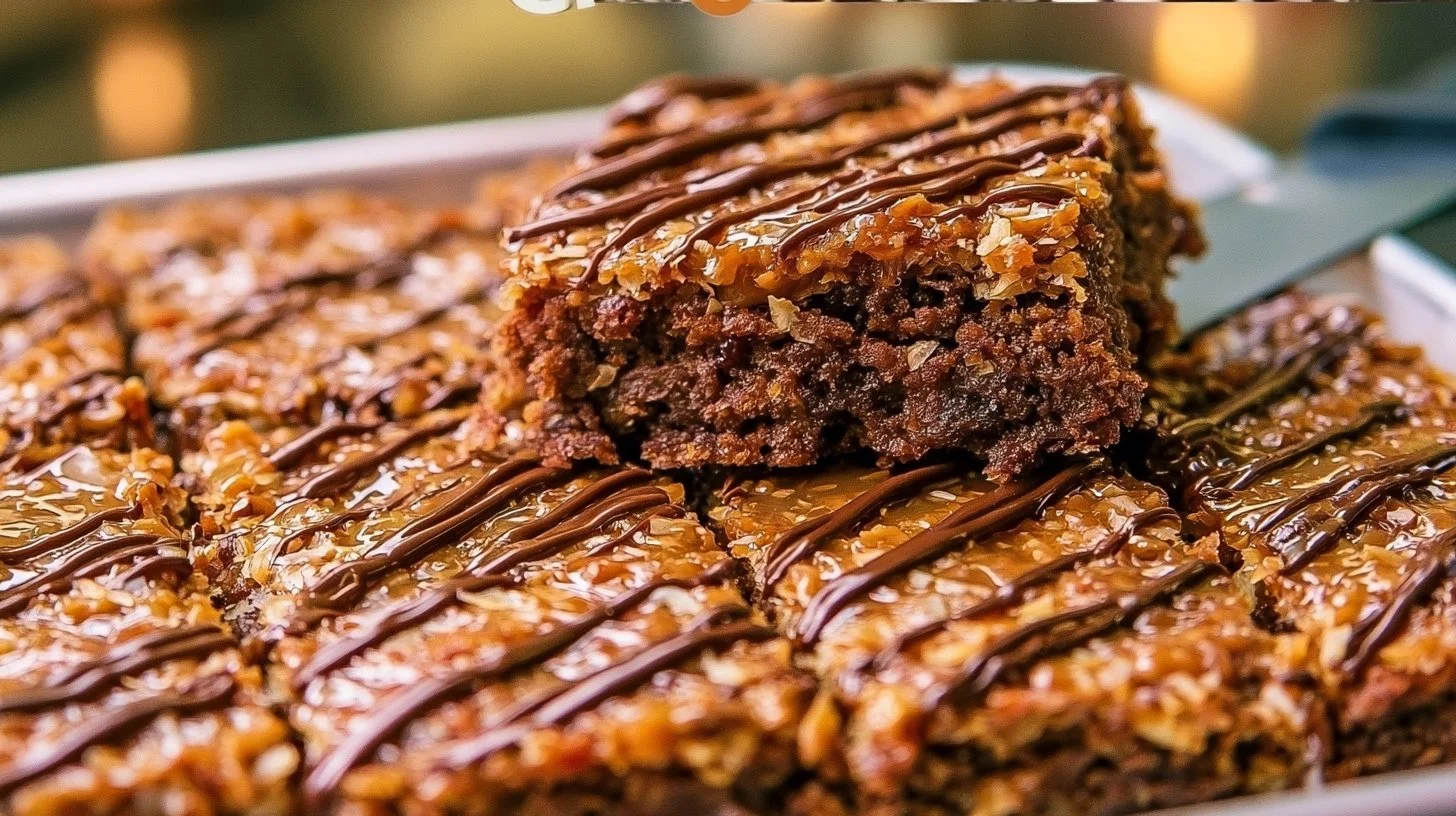 Samoa Brownies 1 Decadent Samoa Brownies with coconut and caramel topping
